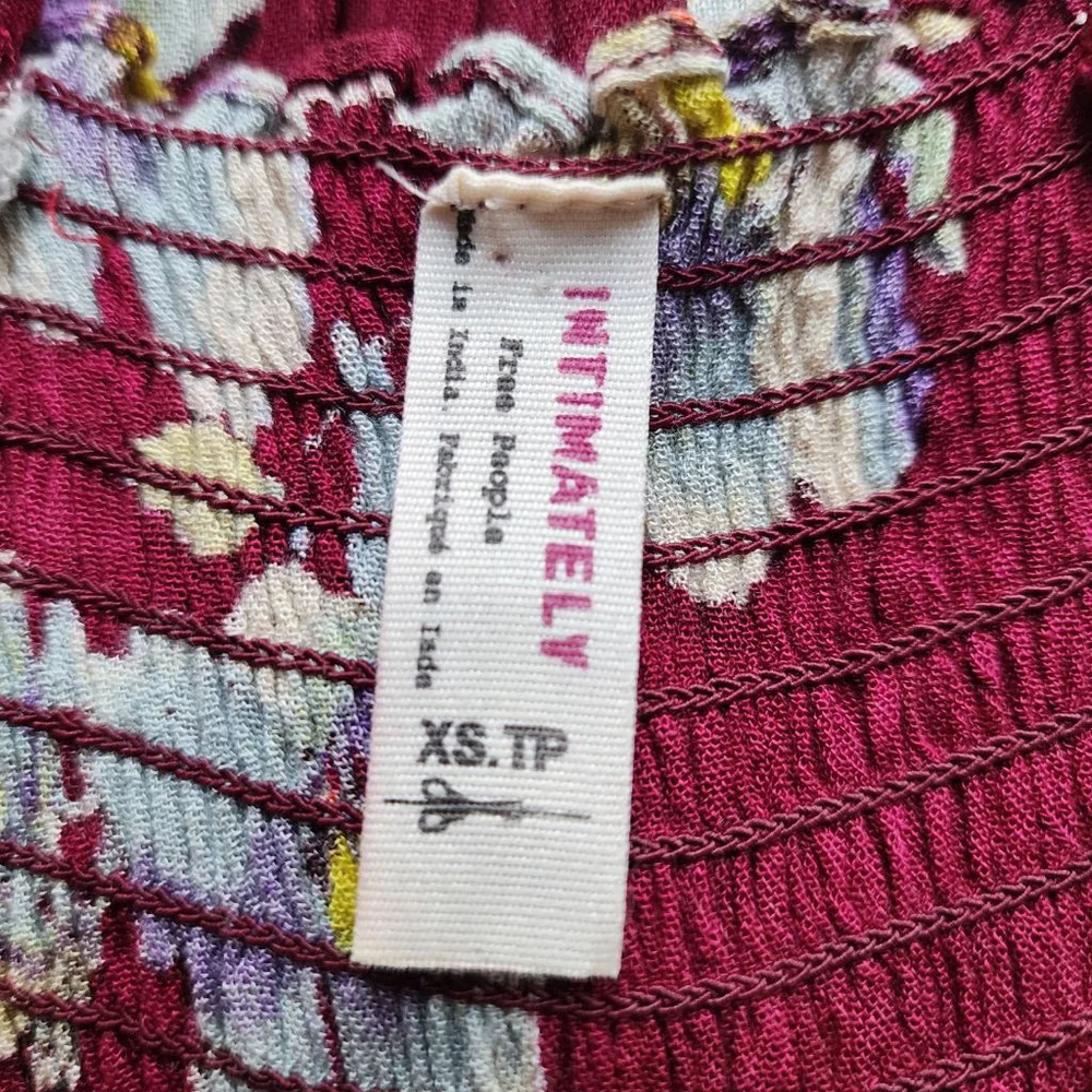 FREE PEOPLE NWOT Garden Party Burgundy Floral Maxi Dress in Raspberry XS - Picture 7 of 8